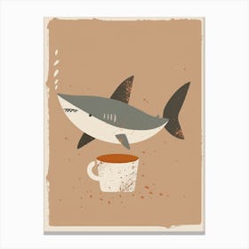 A Shark & Coffee Muted Pastels Canvas Print