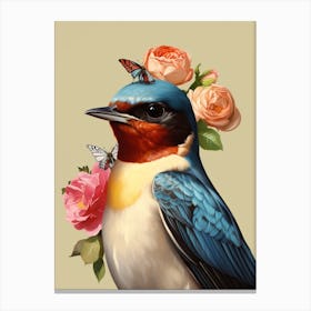 Bird With A Flower Crown Barn Swallow 2 Canvas Print