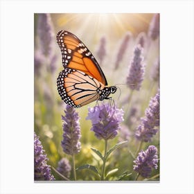 Monarch Butterfly On Lavender 7 Canvas Print