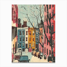 Kingsbridge New York Colourful Silkscreen Illustration 3 Canvas Print