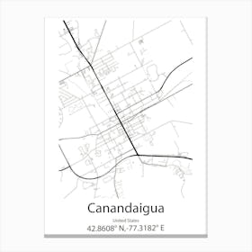 Canandaigua,United States Minimalist Map Canvas Print