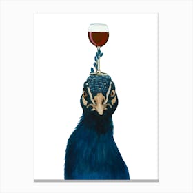 Peacock With Wineglass Canvas Print