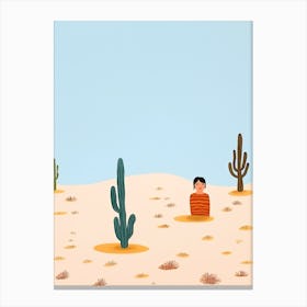 Desert Scene, Tiny People And Illustration 3 Canvas Print