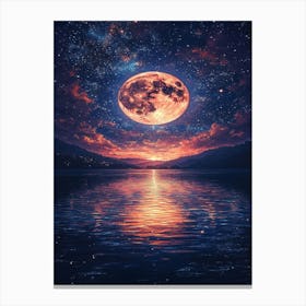 Full Moon Over Water 25 Canvas Print