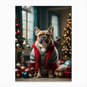 French Bulldog At Christmas Canvas Print