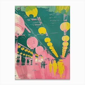 Nara Japan Retro Duotone Silkscreen 5 Canvas Print
