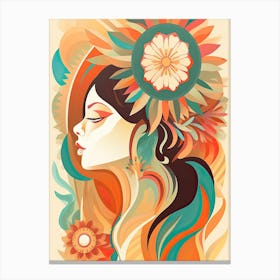 Bloom Body Woman Portrait Orange Tones 4 Canvas Print