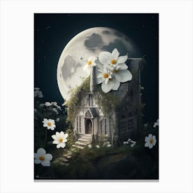 Dreamshaper V7 Hallowee Moon House White Flower 1 Canvas Print