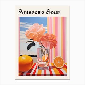 Amaretto Sour 3 Retro Cocktail Poster Canvas Print