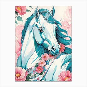 Floral Horse Painting (11) Canvas Print