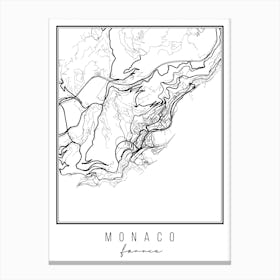 Monaco France Street Map Canvas Print