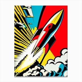 Rocket Launching Comic Canvas Print