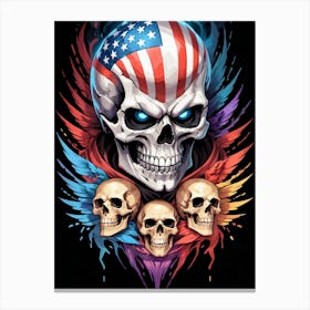 American Flag Floral Face Evil Death Skull (17) Canvas Print