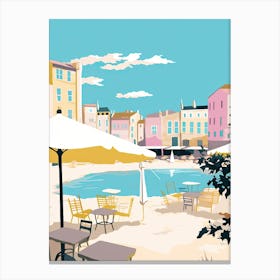 Antibes, France, Flat Pastels Tones Illustration 3 Canvas Print