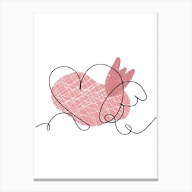 Line art heart with colorful abstract spot 1 Canvas Print