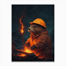 Beaver On Fire 1 Canvas Print