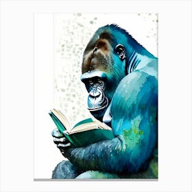 Gorilla Reading Book Gorillas Mosaic Watercolour 1 Canvas Print