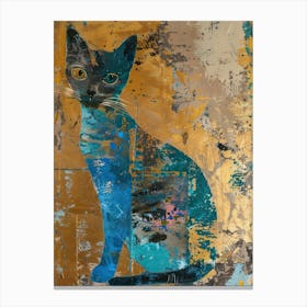 Cat Gold Effect Collage 3 Canvas Print