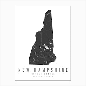 New Hampshire Mono Black And White Modern Minimal Street Map Canvas Print