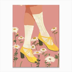 Woman Yellow Shoes With Flowers 4 Canvas Print