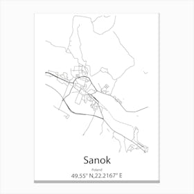 Sanok,Poland Minimalist Map Canvas Print