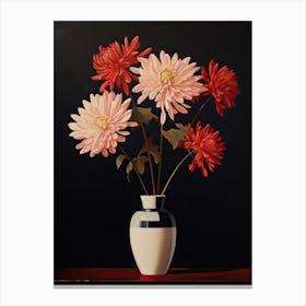 Bouquet Of Chrysanthemum Flowers, Autumn Fall Florals Painting 2 Canvas Print