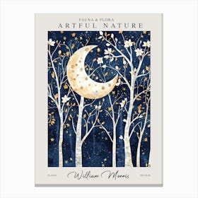 William Morris Night Moon Trees Botanical Exhibition Canvas Print