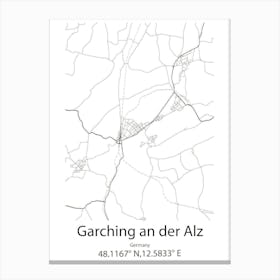 Garching An Der Alz,Germany Minimalist Map Canvas Print