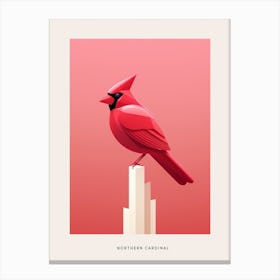Minimalist Northern Cardinal 4 Bird Poster Canvas Print