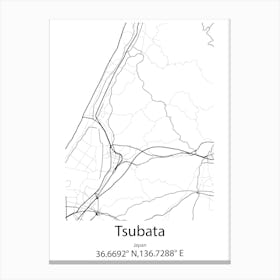 Tsubata,Japan Minimalist Map Stampe su tela