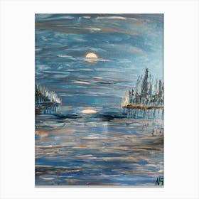 Moonlight Over The Water 1 Canvas Print