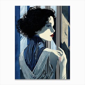 Woman In A Blue Dress Canvas Print