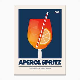 Aperol Spritz, Cocktail Print (Dark Blue) Canvas Print