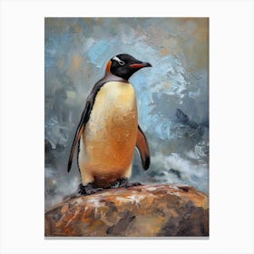 Adlie Penguin Carcass Island Oil Painting 3 Canvas Print