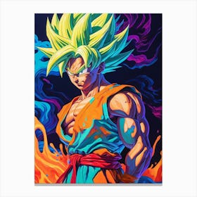 Goku Dragon Ball Z Neon Iridescent (18) Canvas Print