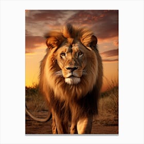 African Lion Sunset Portrait 4 Canvas Print