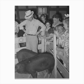 Judging Pigs With Spectators Looking On At 4 H Fair,Sublette, Kansas By Russell Lee Canvas Print