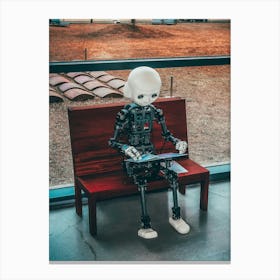 Robot Sitting On A Bench Canvas Print