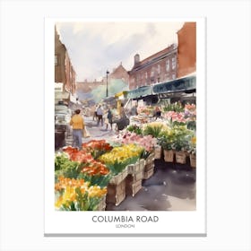 Columbia Road London Watercolour Travel Poster Canvas Print
