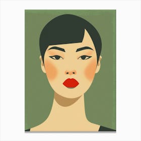 Asian Woman With Red Lips Canvas Print