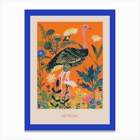 Spring Birds Poster Ostrich 1 Canvas Print