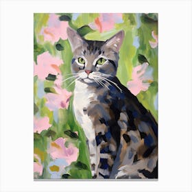 A American Shorthair Cat Painting, Impressionist Painting 3 Canvas Print