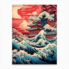 Tsunami Waves Japanese Illustration 6 Canvas Print