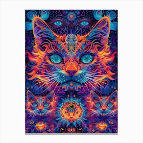 Psychedelic Cat 8 Canvas Print