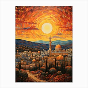 Golden Serenity: The Dome of the Rock at Sunset Canvas Print