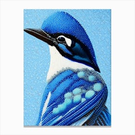 Blue Jay Pointillism Bird Canvas Print