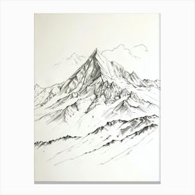 Nanga Parbat Pakistan Line Drawing 1 Canvas Print