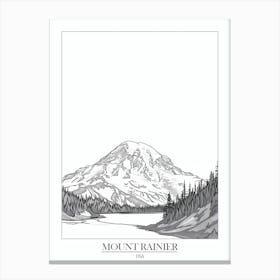 Mount Rainier Usa Line Drawing 5 Poster Canvas Print