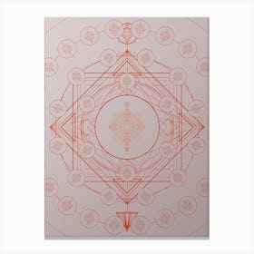 Geometric Abstract Glyph Circle Array in Tomato Red n.0184 Canvas Print