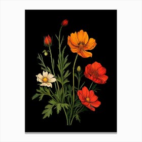 Vintage Flowers Illustration Canvas Print